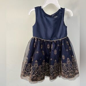 Rare Editions - Royal Blue and Gold Holiday Dress - Size 3T